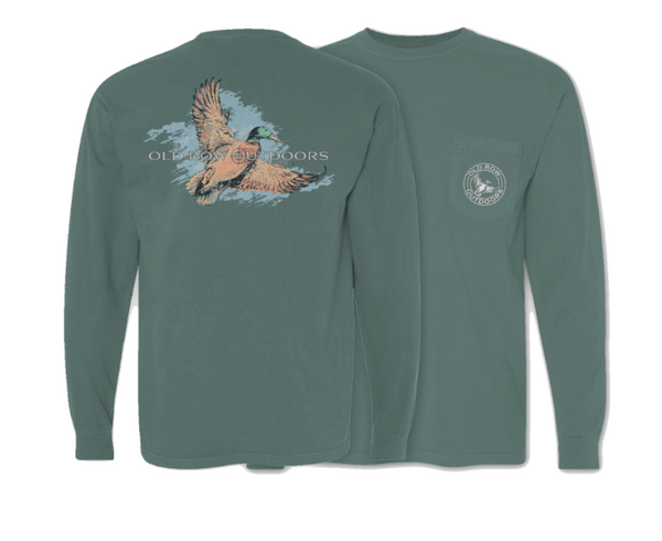 Old Row Outdoors Mallard 3.0 Long Sleeve Pocket Tee - Light Green - WROW3314