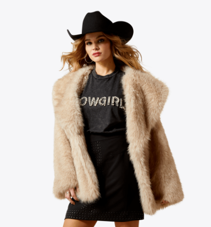 Ariat Ladies Tan Faux Fur Coat-10065966