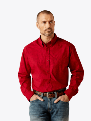 Ariat Mens Tyson Red Classic Fit Shirt-10065853