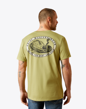 Ariat Mens Tent Green Rattler Warning TShirt-10065894