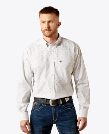 Ariat Mens Grey Wrinkle Free Avery Classic Fit Shirt-10065778