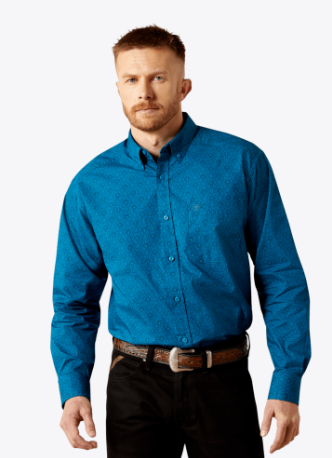 Ariat Mens Dark Teal Terrell Classic Fit Shirt-10065771