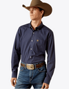 Ariat Mens Navy Wrinkle Free Daven Fitted Shirt-10062199