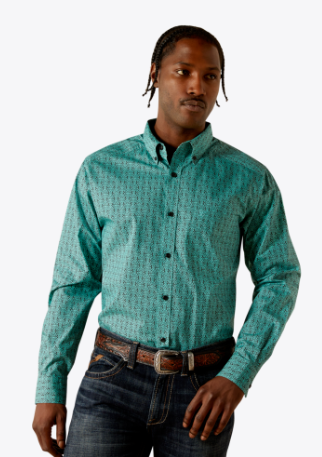 Ariat Mens Aqua Blue Berger Fitted Shirt-10062204
