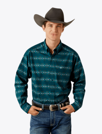 Ariat Mens Teal Brando Classic Fit Shirt-10062210
