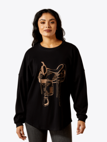 Ariat Ladies Black Canvas Oversized TShirt-10065867