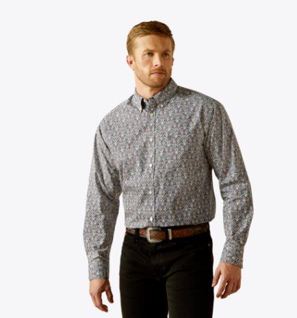 Ariat Mens Blue Tegan Classic Fit Shirt-10062183