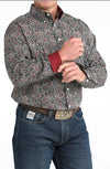 Cinch - Mens Long Sleeve Paisley Button Down Shirt - Navy -MTW1106023