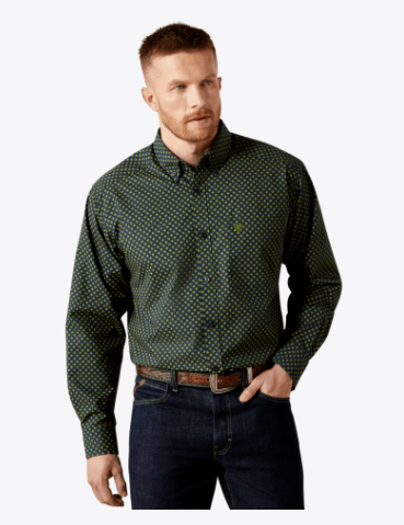 Ariat Men's Waylon Long Sleeve Button Down Shirt - Navy - 10065790