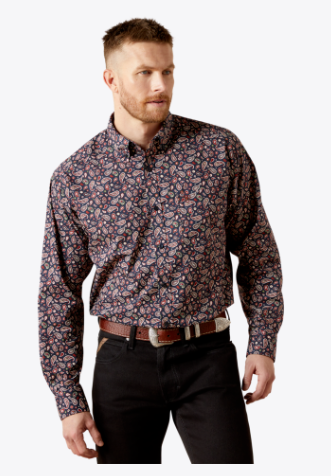 Ariat Men's Wallace Classic Fit Long Sleeve Shirt - Navy - 10065793