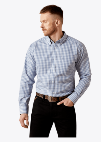 Ariat Men's Wrinkle Free Brett Fitted Long Sleeve Shirt - Grey - 10065804