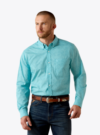 Ariat Mens LarkSpur Paisley Print Wrinkle Free Cormac Fitted Shirt-10071743