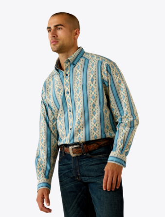 Ariat Mens Summer Melon Southwest Print Jaden Classic Fit Shirt-10071612