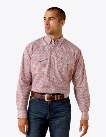 Ariat Mens Brick Red Medallion Truth Classic Fit Shirt-10071723