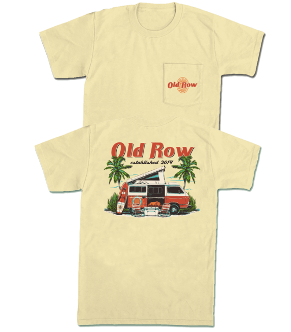 Old Row Retro Surf Van Pocket Tee - Banana - WROW3908