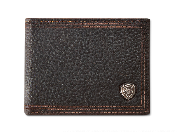 Ariat Brown Rowdy Leather Bifold Wallet with Removable Pass Case A35678282