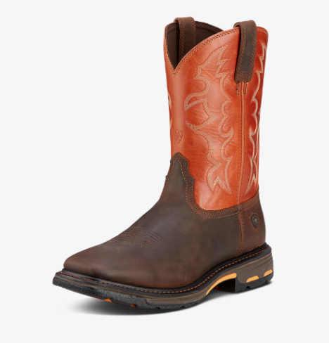 Ariat Mens WorkHog Dark Earth Wide Square Toe Work Boot-10005888