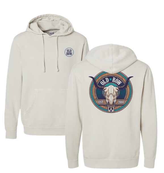 Old Row Ivory Cow Skull Pigment Dyed Hoodie-WROW4062