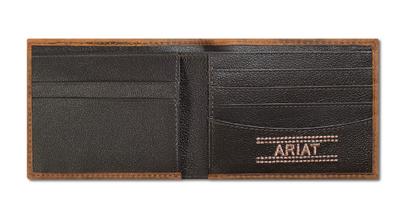 Ariat Medium Brown Basket Weave Leather Bifold Wallet A3567744
