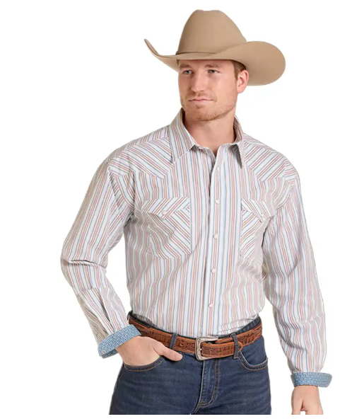 Panhandle Smil Men's Long Sleeve Stretch Shirt – Ombre Stripe - RMN2S09527