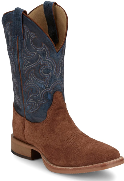 Justin Mens Golden Oak Roughout Square Toe Boot-BR385