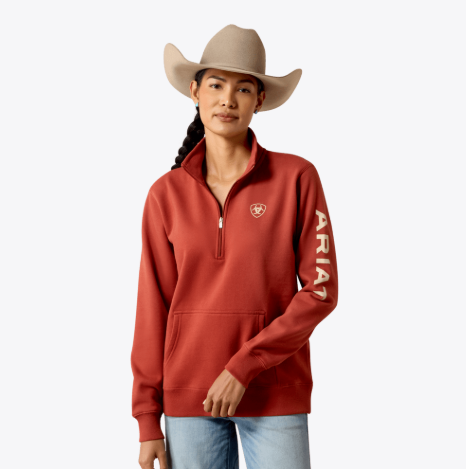 Ariat Ladies Logo 1/2 Zip Sweatshirt Burnt Henna 10079517