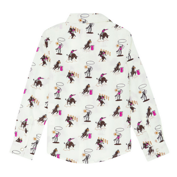 Wrangler Kids White Barrel Racing Button Up Shirt-112355824