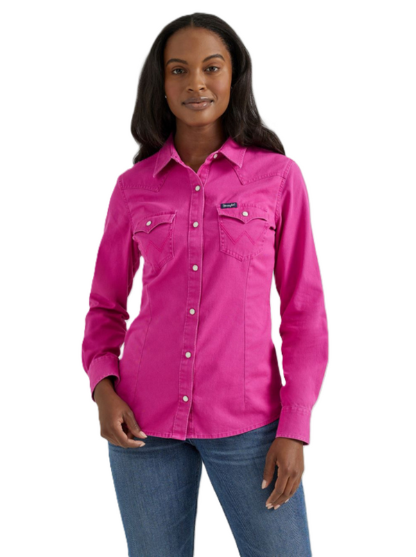 Wrangler Women's Long Sleeve Pink Retro Snap 112356660