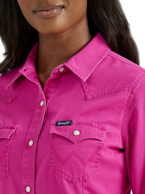 Wrangler Women's Long Sleeve Pink Retro Snap 112356660