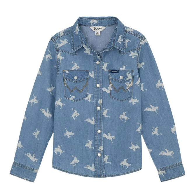 Wrangler Girls Bucking Horse Pearl Snap-112359421