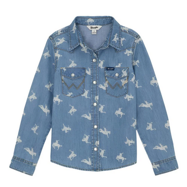 Wrangler Girls Bucking Horse Pearl Snap-112359421