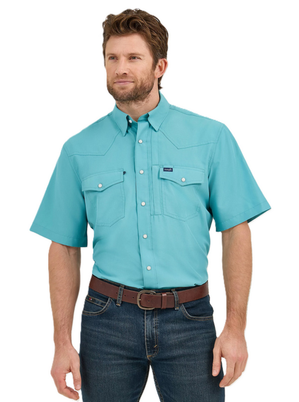 Wrangler Mens Performance Short Sleeve Shirt - Turquoise - 112359445
