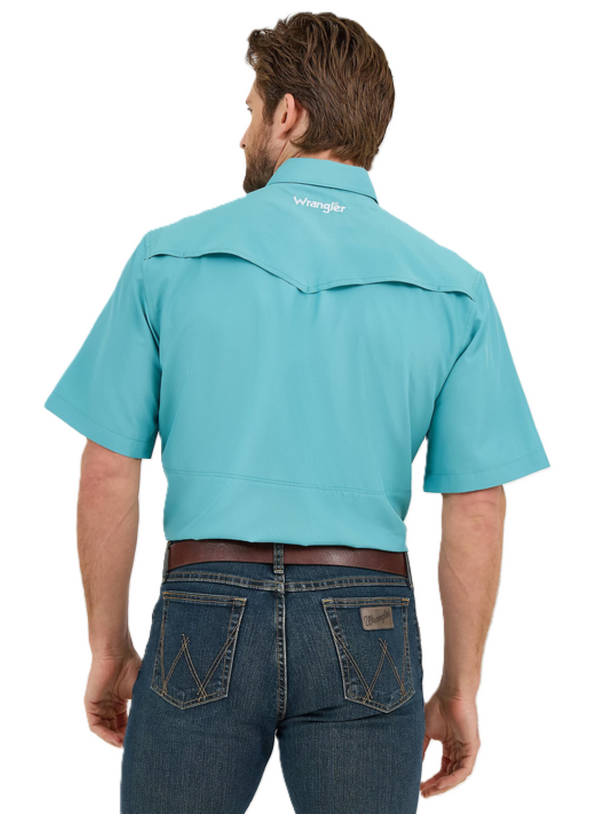 Wrangler Mens Performance Short Sleeve Shirt - Turquoise - 112359445