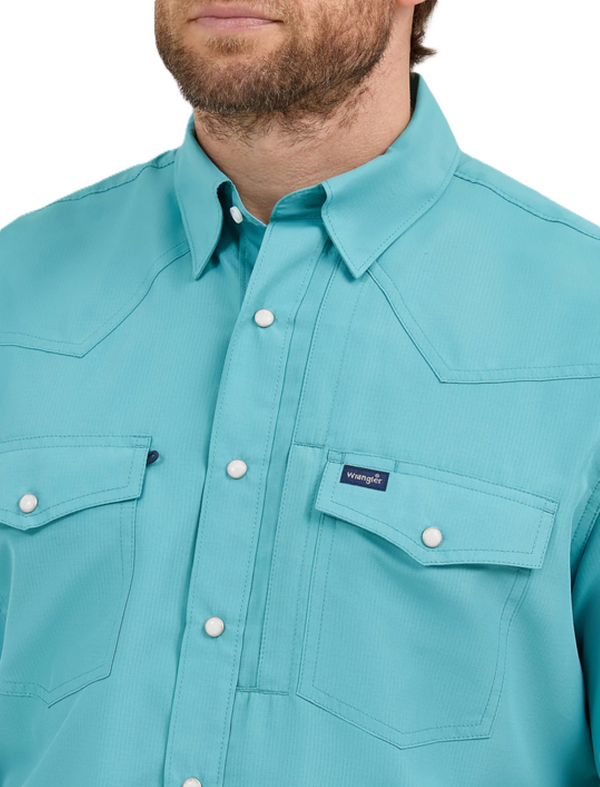Wrangler Mens Performance Short Sleeve Shirt - Turquoise - 112359445