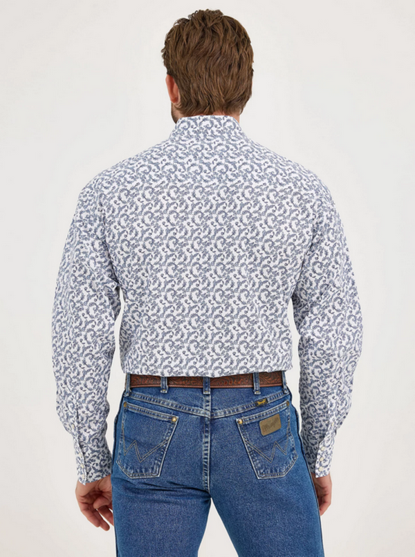 Wrangler Mens George Strait Troubadour Long Sleeve Blue Shirt-112360001