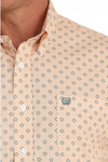 Cinch Men's Short Sleeve Geo Print Button Down Shirt - Orange - MTW1111473