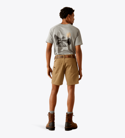 Ariat Mens Rebar Khaki DuraStretch Made Tough 8" Shorts-10058730