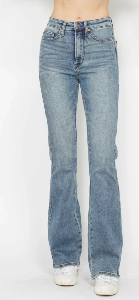 Judy Blue Ladies Tummy Control Back Pocket Embroidered Boot Cut Jean - Mid-Wash - 88783REG