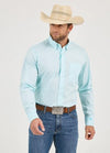 Wrangler Men's Cody Johnson Aqua Bursts Button Down-112365524