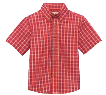 Wrangler Kids Red Plaid Short Sleeve Shirt-112365826