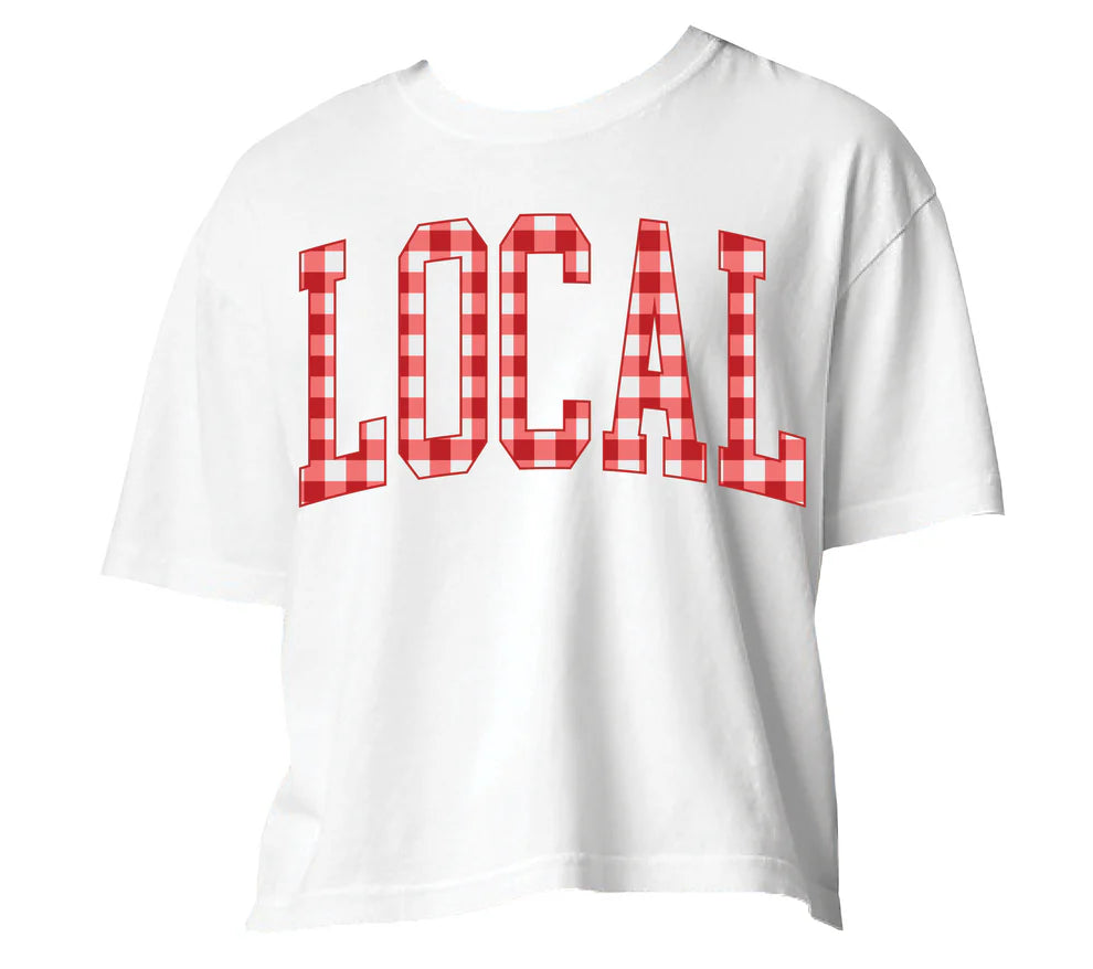 Local Girl Outfitters Classic Gingham Tee - White/Red - L5110008WHT