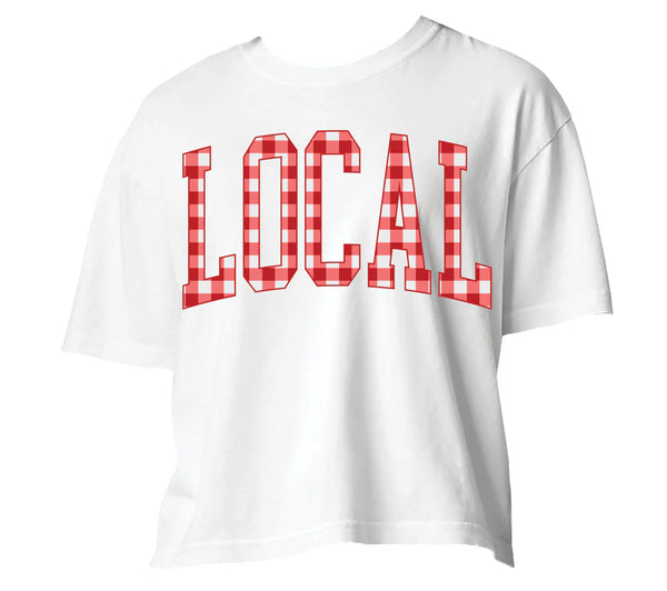 Local Girl Outfitters Classic Gingham Tee - White/Red - L5110008WHT