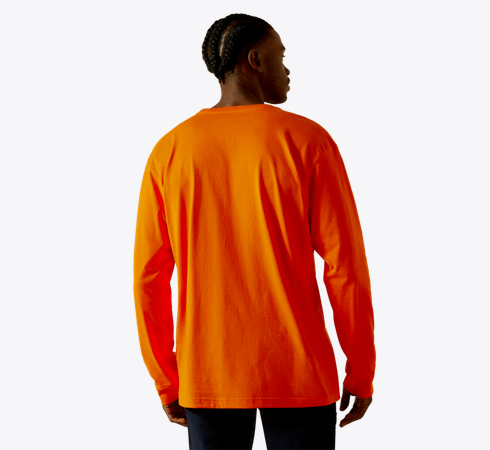Men's Ariat Rebar Cotton Strong Standard Pocket T-Shirt - Safety Orange - 10062751