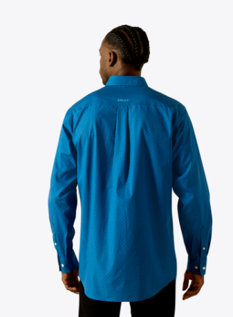 Ariat Mens Blue Wrinkle Free Colin Fitted Shirt-10062234