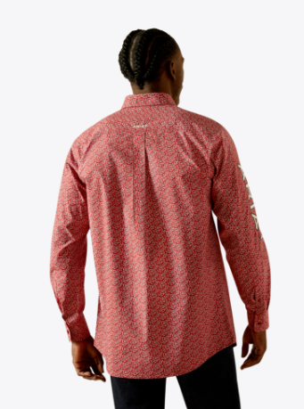 Ariat Mens Red Team Pearl Fitted Shirt-10062255