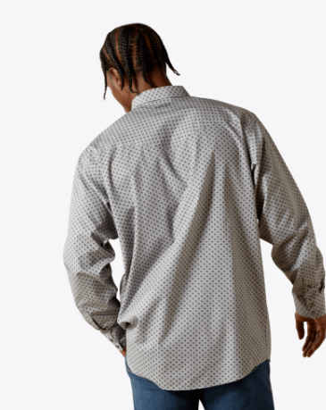 Ariat Mens Grey Heather Wrinkle Free Edward Classic Fit Shirt-10062354