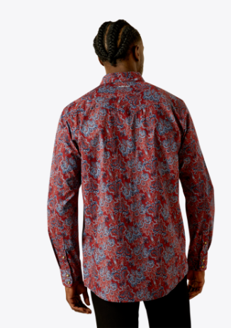 Ariat Mens Dark Red Tyrone Fitted Shirt-10062181