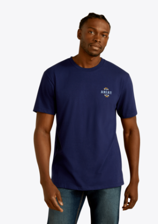 Ariat Mens Blue Woven West TShirt-10062418