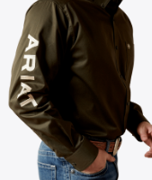 Ariat Mens Olive Team Logo Twill Classic Fit Shirt-10065845