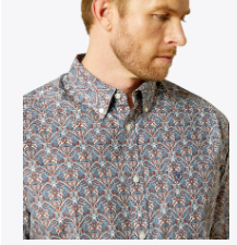 Ariat Mens Blue Tegan Classic Fit Shirt-10062183